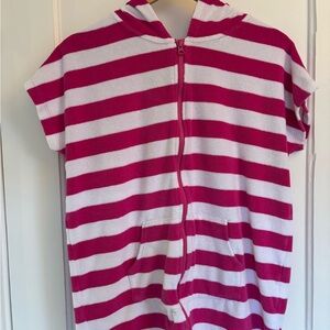 Joe Fresh Pink and White Striped Hooded Zip-Up